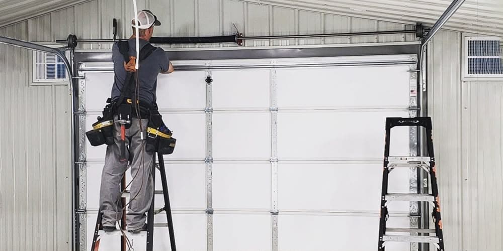 Garage door repair in Atlanta — black sectional garage door serviced by Garage Door Max