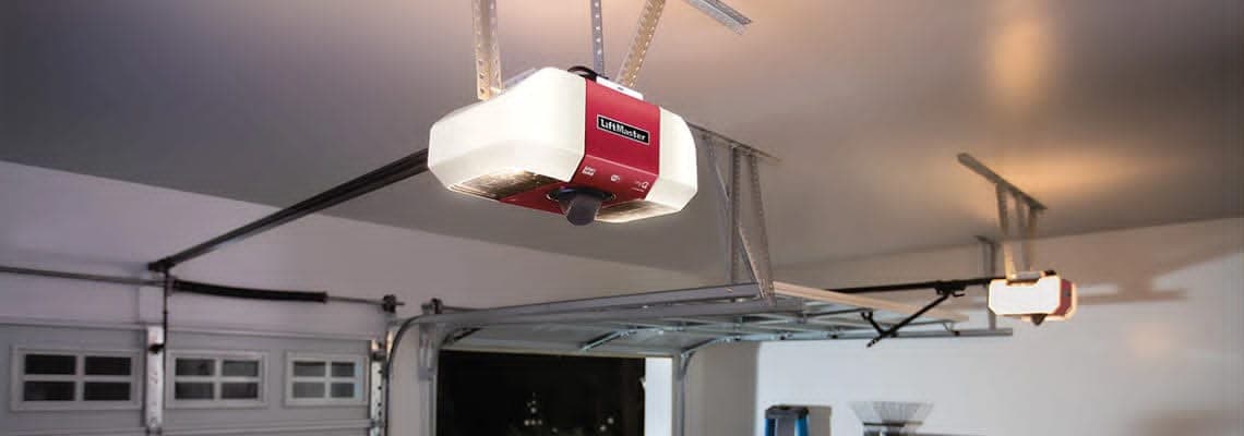 Garage door opener repair and installation — modern garage door with LED lighting